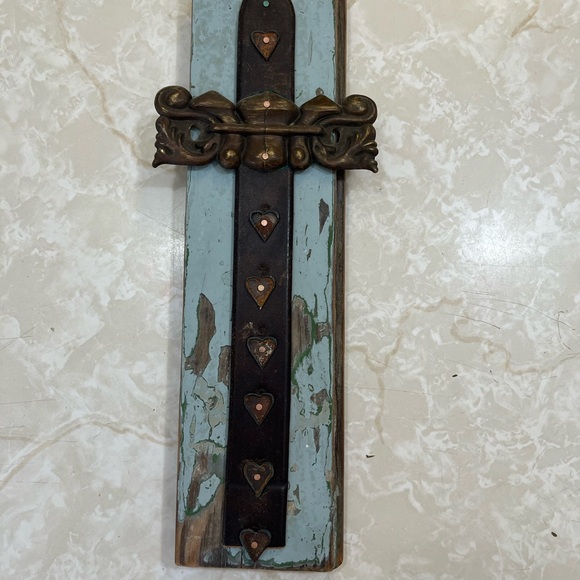 Rustic Wall Decor with Blue and Brown Accents - Picture 1 of 2